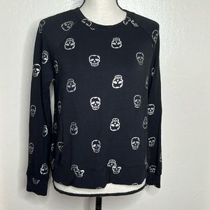 For The Republic black sweater with silver skull print Skull sweater